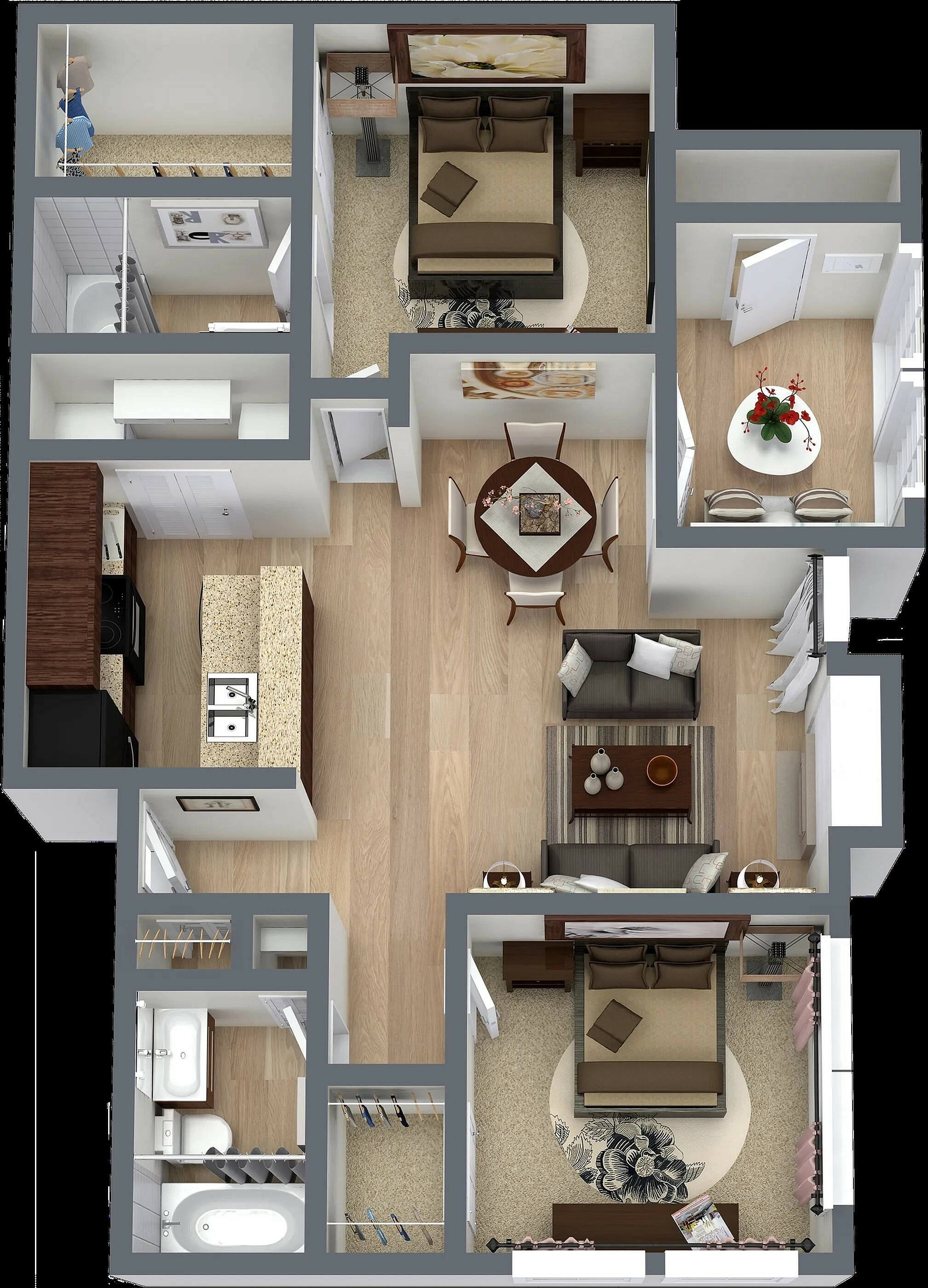 Floorplan B1 – 913 Sq. Ft. | 2 Bed, 2 Bath at 4060 Preferred Place, Dallas, TX