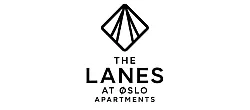Modern logo for The Lanes at Oslo Apartments, featuring a sleek geometric design.