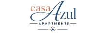 Elegant logo for Casa Azul Apartments featuring stylish typography and decorative elements.