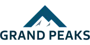 Grand Peaks logo featuring a stylized mountain graphic.