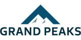 Elegant Grand Peaks logo featuring a stylized mountain design symbolizing excellence and high-quality living.