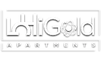 Modern HiGold Apartments logo with a sleek, atomic-inspired design, conveying innovation and style.