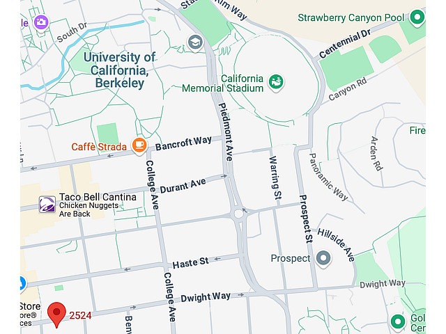 Vibrant map highlighting the University of California, Berkeley area with nearby attractions and amenities.