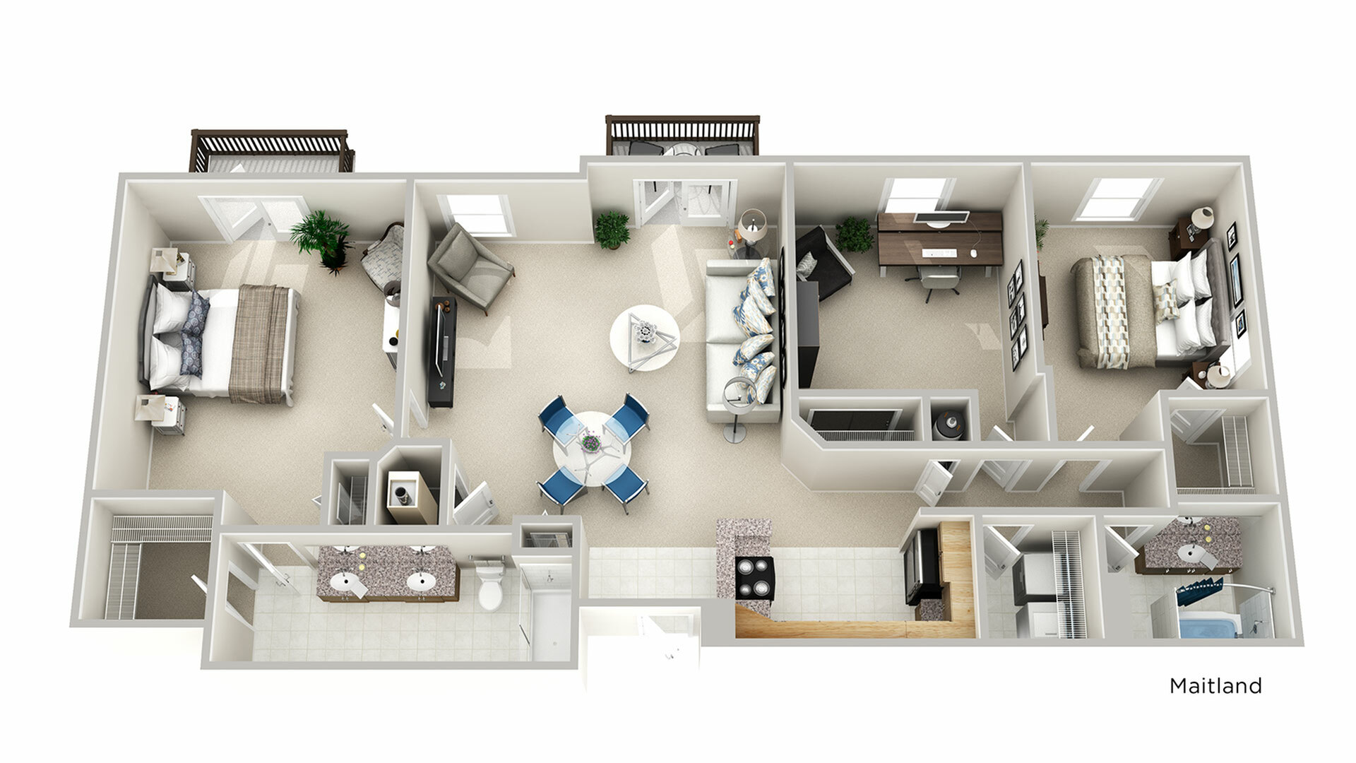 3x2 Floor Plan | Q at Maitland