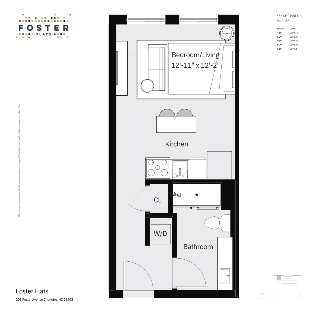 0 BED 1 BATH - BF | 366 SF