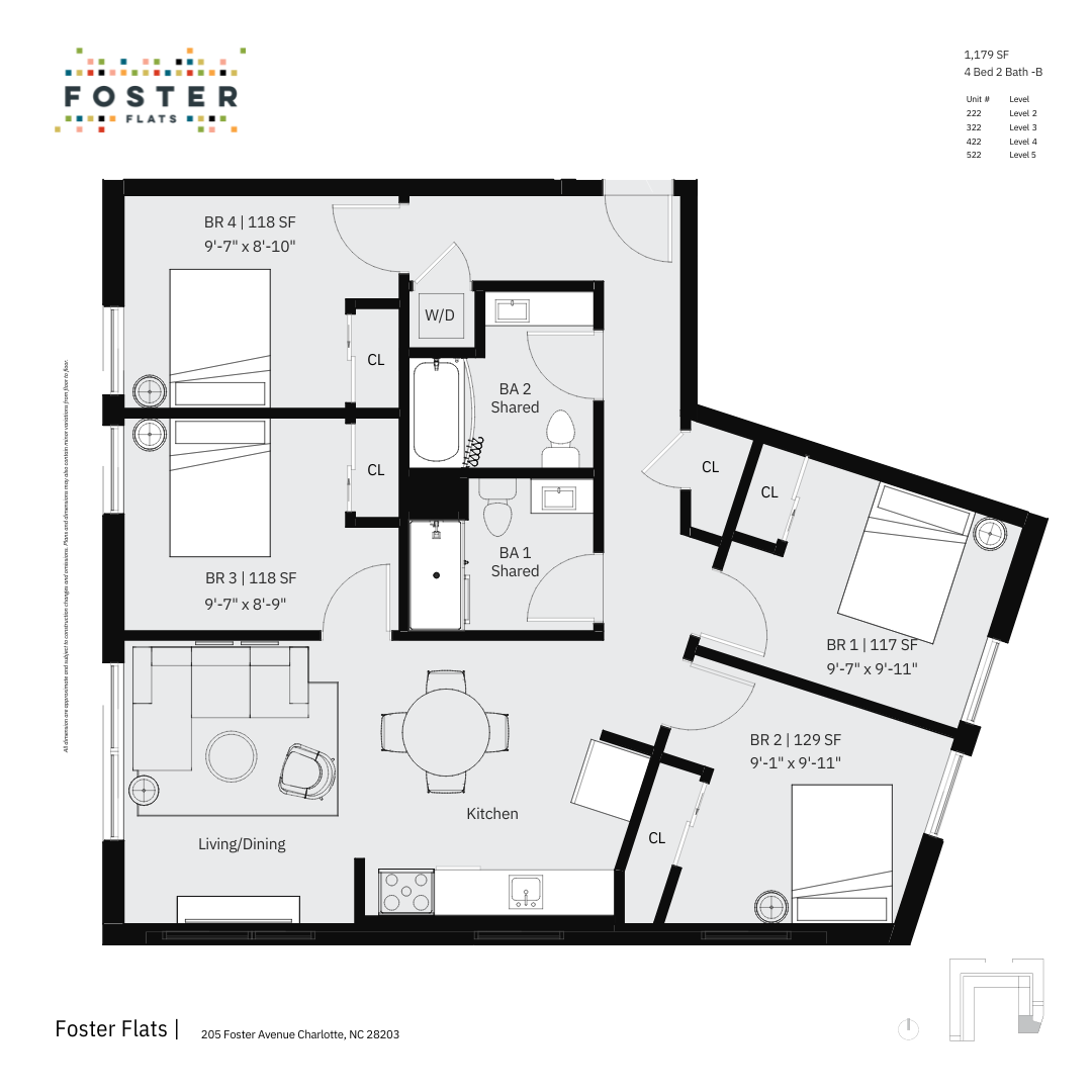 4 BED 2 BATH - B | 1,179 SF