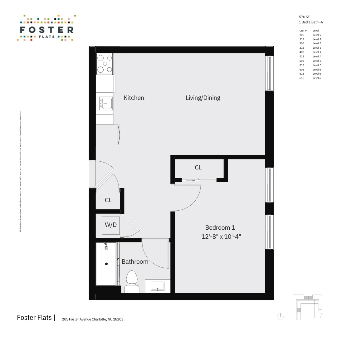 1 Bed 1 Bath -A _ 576 SF