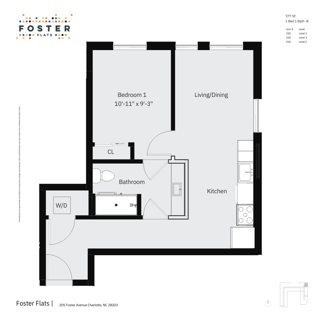 1 Bed 1 Bath -B _ 577 SF