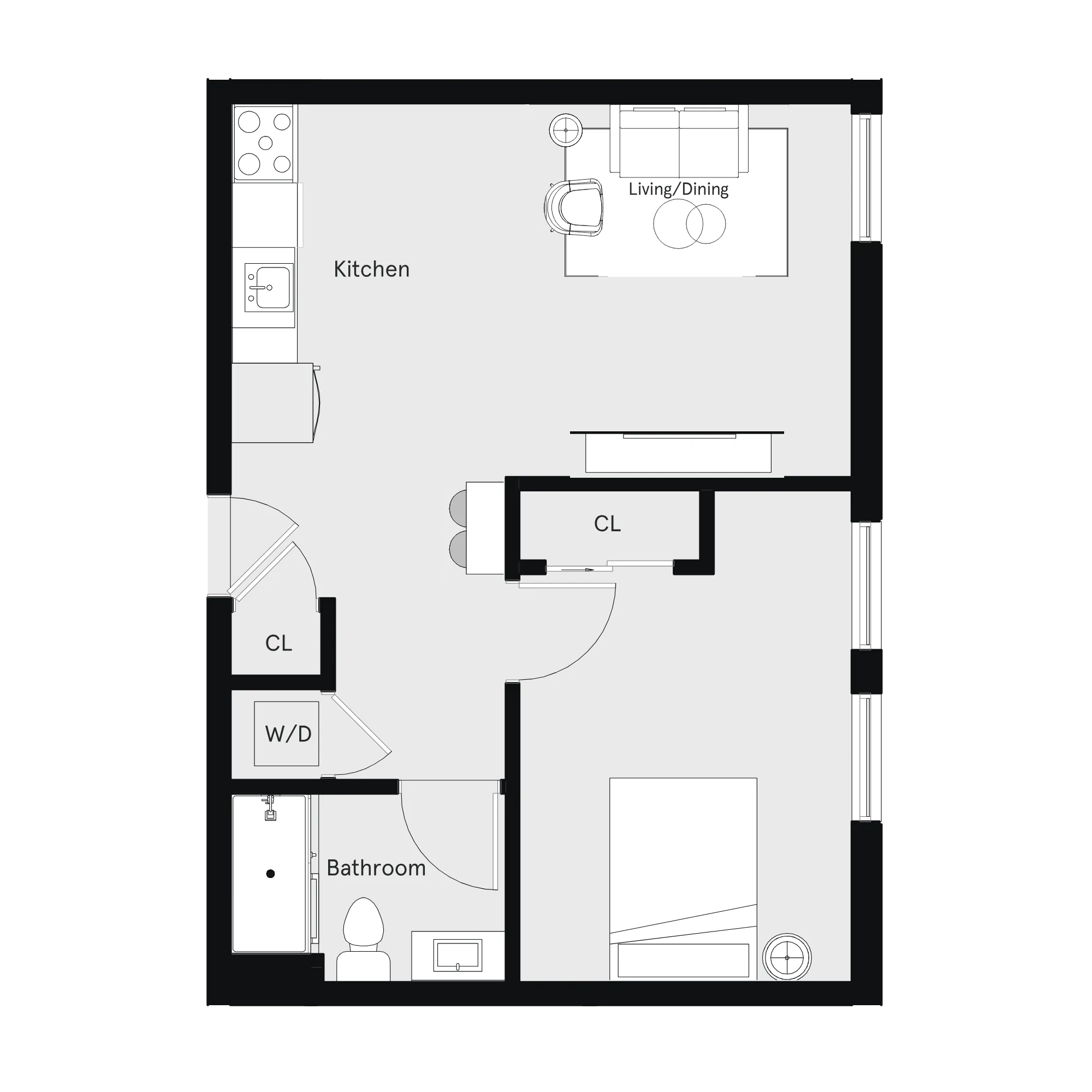 1 Bed 1 Bath A Furnished
