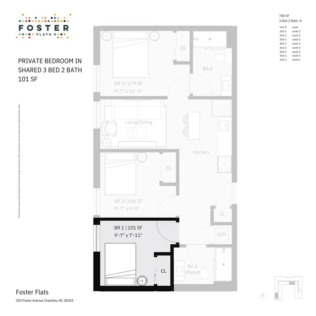 3 Bed 2 Bath - A | 780 SF