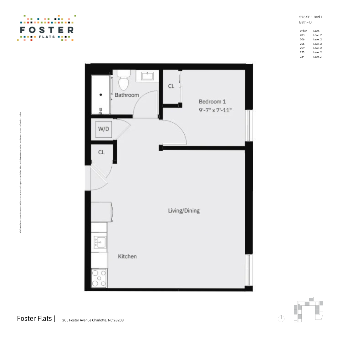 1 Bed 1 Bath - D | 576 SF