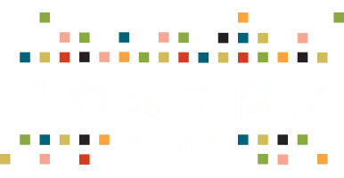 Vibrant logo for Foster Flats, featuring a colorful mosaic pattern that exudes modernity and style.
