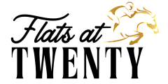 Elegant logo for Flats at Twenty featuring a dynamic horse and rider in gold, embodying luxury and sophistication.