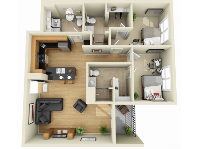 Uptown North - 2 Bedroom 2.5 Bathroom
