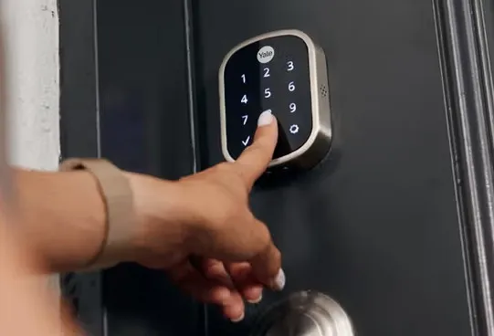 Modern smart lock with a sleek touch keypad, offering secure and convenient entry.