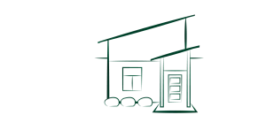 Modern architectural sketch of a stylish single-story house with a sloped roof and inviting entryway.