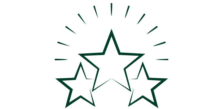 Elegant minimalist star design with three overlapping outlines and radiant light beams, perfect for high-end branding.
