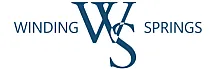 Elegant blue 'Winding Springs' logo with intertwined initials 'WS' on a clean white background.