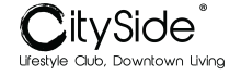 Modern CitySide logo with a sleek, urban design highlighting lifestyle club and downtown living.