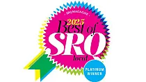 Vibrant Best of SRQ Local award badge for 2025, highlighting platinum winner status.
