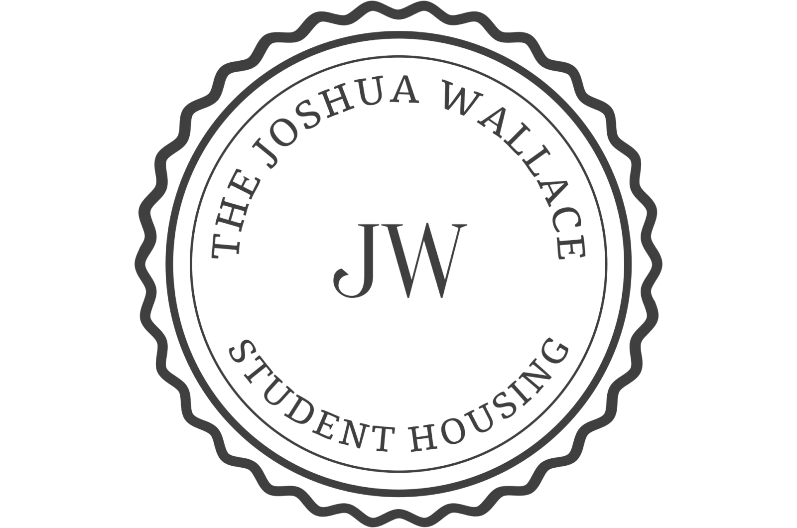 Elegant emblem of The Joshua Wallace Student Housing, featuring a stylish circular design with initials JW at the center.