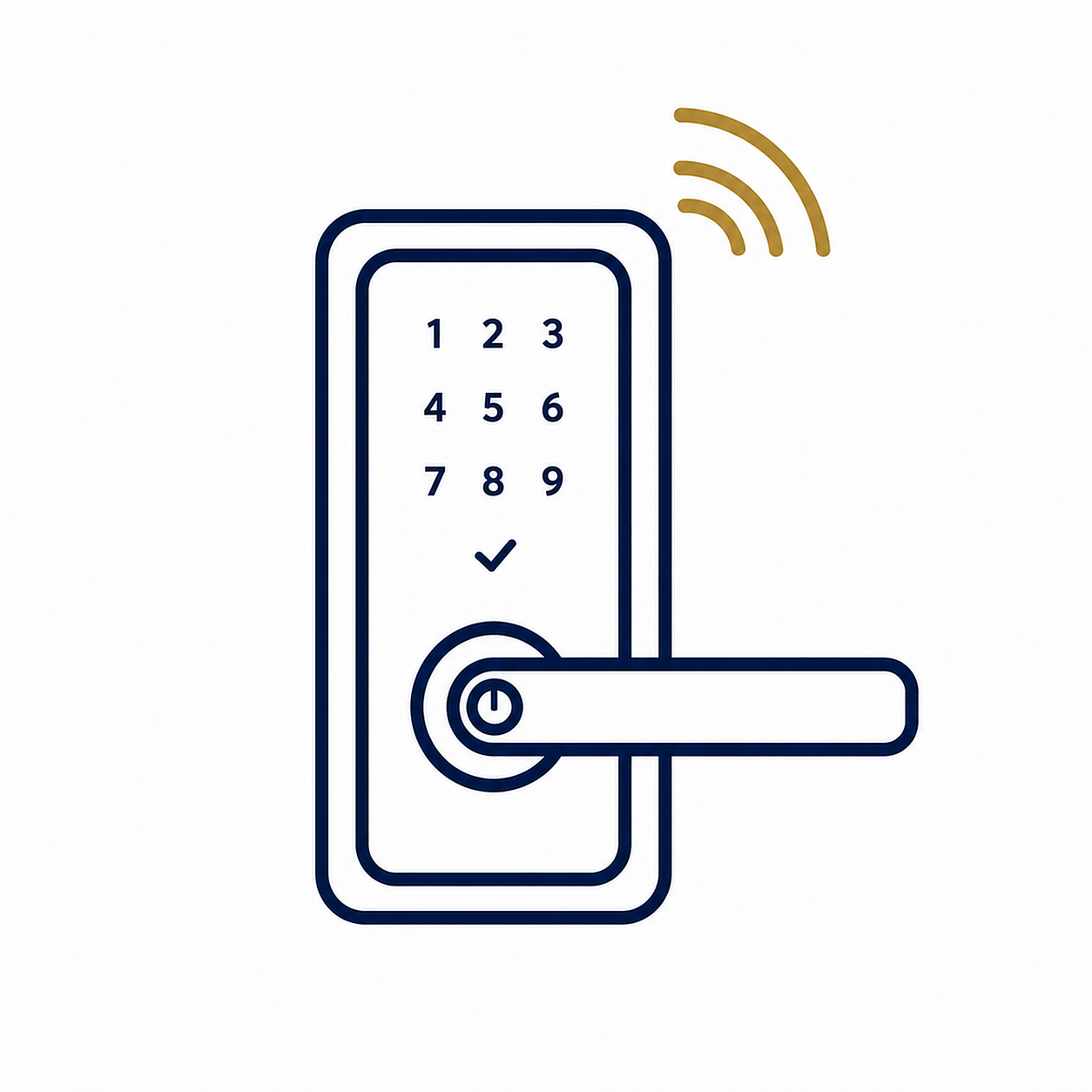 Sleek smart lock design with digital keypad and Wi-Fi connectivity, enhancing modern home security.
