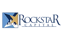 Dynamic Rockstar Capital logo with a bold star design and city skyline silhouette.