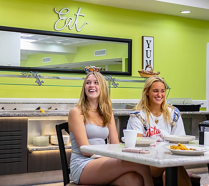 Girls Eating at Cafeteria