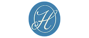 Hardin House Elegant monogram design featuring a stylized letter 'H' with an intricate, flowing script inside an oval frame.