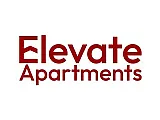 Elevate Apartments logo in bold red lettering on a white background, symbolizing modern and upscale living.