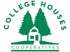 College Houses Cooperatives logo featuring two stylized green trees and a house silhouette.