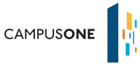 Modern logo of CampusOne with colorful corner accents and bold typography.