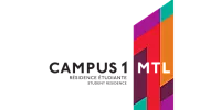 Vibrant logo of Campus 1 MTL student residence featuring bold, multicolored geometric design.