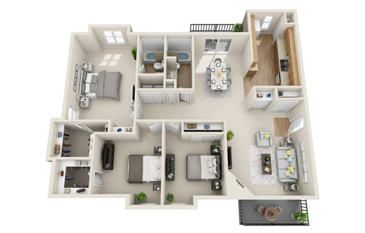 3 bed floor plan aspen