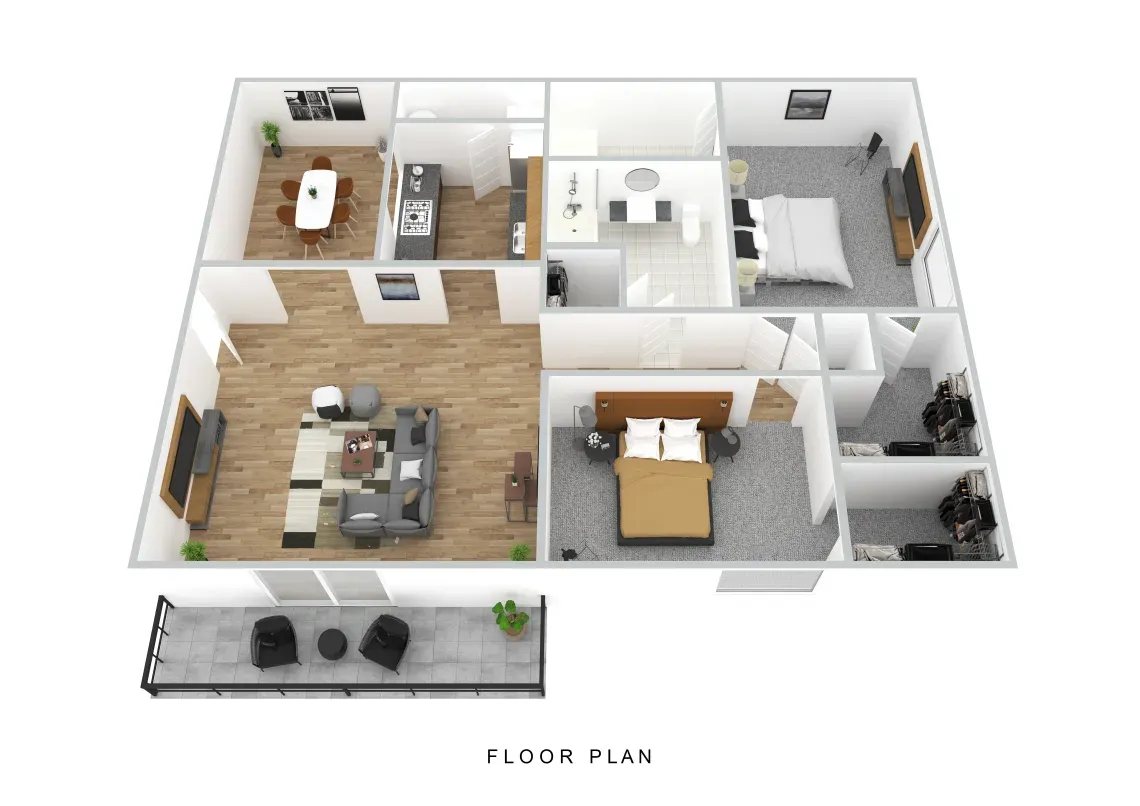 3d floorplan 2 bedroom apartment floor plan