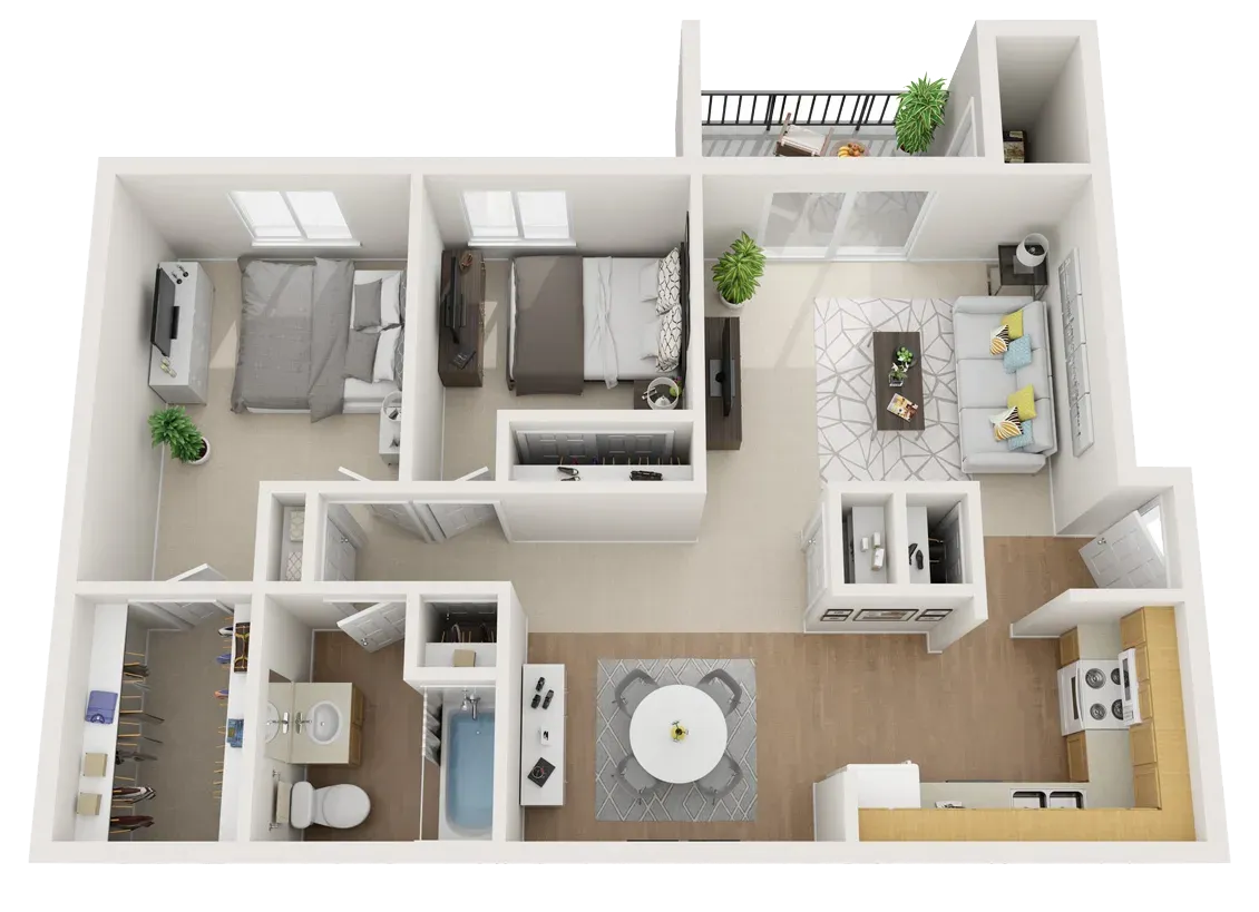 3d apartment floor plan 2 bedroom 1 bathroom