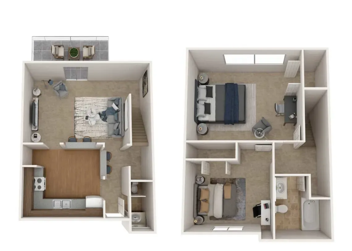 2 bedroom 1.5 bath apartment floor plan