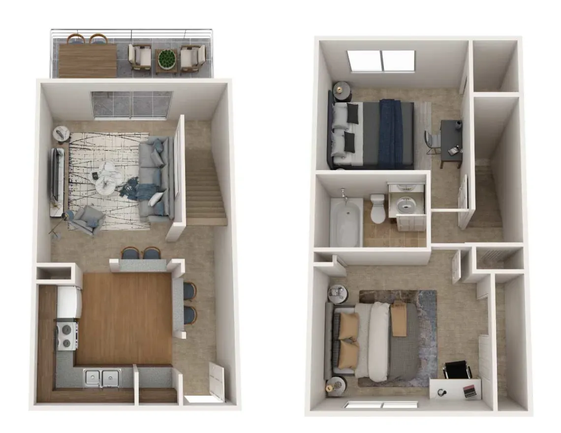 2 bedroom 1 bath apartment floor plan