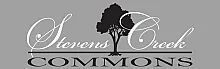 Elegant logo of Stevens Creek Commons featuring a tree silhouette against a sleek gray background.