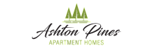 Elegant Ashton Pines Apartment Homes logo featuring stylized green pine trees.