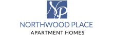 Elegant Northwood Place Apartment Homes logo with stylized initials in a sophisticated blue design.
