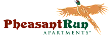 Elegant Pheasant Run Apartments logo featuring a flying pheasant, symbolizing freedom and style in living.