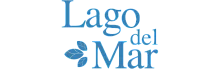 Elegant Lago del Mar logo featuring stylish typography with decorative leaves.