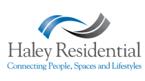 Haley Residential logo with a dynamic and modern design, emphasizing connection and community living.