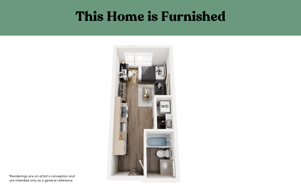 Fully furnished units with Queen sized bed for two, dining table and WFH desk. This unit also comes with short term lease options. Prospects can apply for a lease term as low as 3 months.