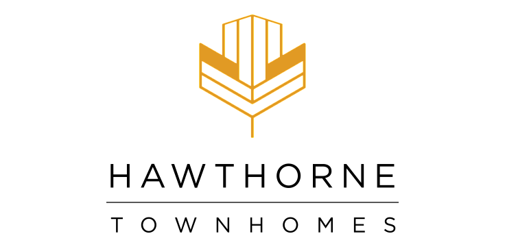 Elegant logo of a real estate brand with a geometric, gold design on a black background.