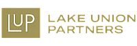 Elegant logo for Lake Union Partners in gold and white, representing luxury and sophistication in real estate development.