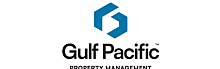 Gulf Pacific Property Management logo featuring a blue geometric design for a modern and professional appeal.