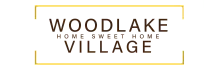 Elegant Woodlake Village logo featuring bold typography, promising a warm welcome home.