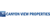 Canyon View Properties logo with a stylized mountain and valley design in blue.